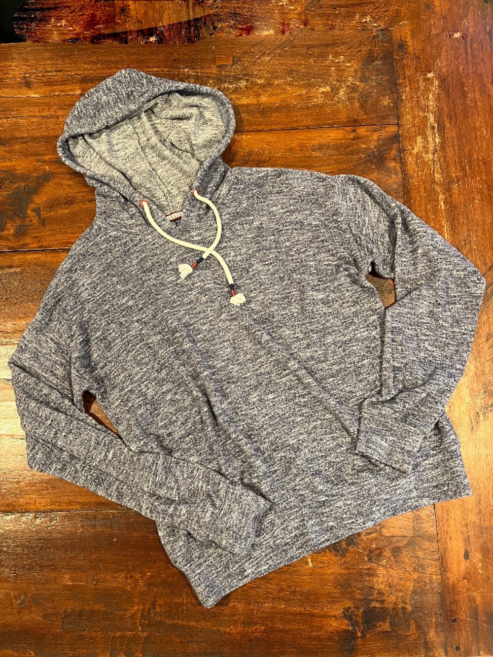 PJ Salvage Marled Space-Dye Blue Cozy Drawstring Lounge Hoodie M